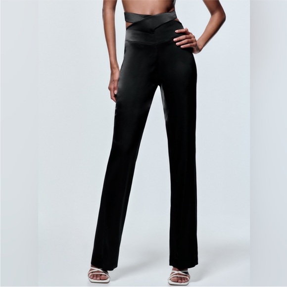 ZARA FULL LENGTH SATIN EFFECT PANTS - Picture 4 of 7